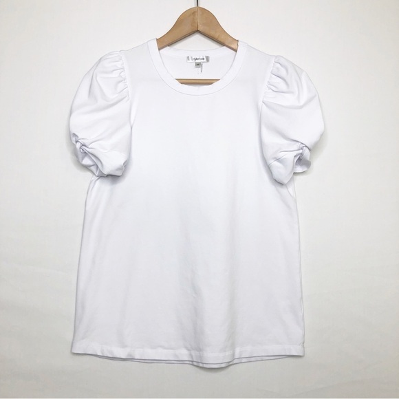 Tyler Boe White round neck, puff sleeve top - Picture 2 of 9